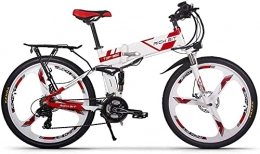 RICH BIT  RICH BIT Mountain Bike 250W Brushless Motor Sports Bike, 36V 12.8Ah Lithium Battery Electric Bike, Mechanical Disc Brake Ebike (Red-White)