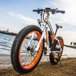 RICH BIT Bike RICH BIT TOP-022 Electric Bikes for Men 26 Inch Fat Tire Electric Bike Mountain Ebike (white-orange)