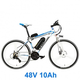 RPHP Bike RPHP26 inch 5 level auxiliary 48V strong battery electric bicycle with 3.5 inch large bicycle computer 21 speed mountain bike-White Blue 10A