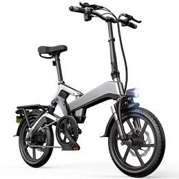 RSTJ-Sjef Bike RSTJ-Sjef Light Folding Ebike with 400W Motor, 16'' Foldable Electric Bicycle with 48V 10Ah Removable Lithium Battery, Maximum Endurance 80Km And Smart LCD Screen Meter, Silver