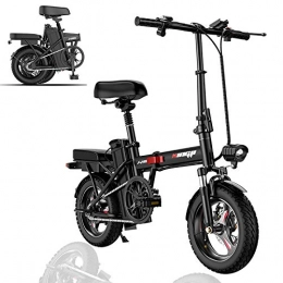 RUIMI Electric Bike RUIMI Folding Electric Bicycle, 300W Aluminum Waterproof Electric Bicycle, City E-Bike Scooter with Pedal, 48V / 8A Lithium-Ion Battery Fat Tire Electric Bike, for Adults and Teens(Black)