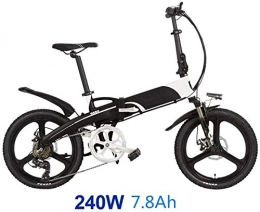 RVTYR Bike RVTYR 20 inch folding bicycle integrated magnesium alloy wheels folding electric mountain bike 5 level auxiliary electric bike kit (Color : 240W7.8A BKWH)