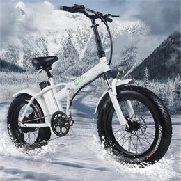 RVTYR Electric Bike RVTYR Electric Bicycle 20 Inch Moped 48V Mountain Bike 4.0 Wide Tire Snowmobile 2 Wheel 500W Electric Bike Folding Booster Foldable Aluminum foldable bike (Color : White)