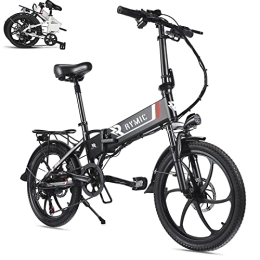 Rymic Electric Bike Rymic Folding 20'' Electric City Bike for 250W Motor, with Removable 48V 10.4Ah Lithium Battery for Adults, 7 Speed Shifter Electric Bicycle Handle LCD Meter Quick Delivery (Dark Black)