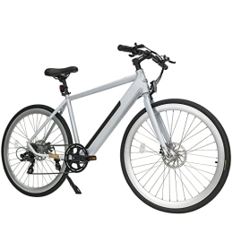 Rymic Electric Bike Rymic Infinity 26'' Electric City Bike, Dual Torque Sensor with Removable Lithium Battery for Adults, 21 Speed Shifter Electric Bicycle with LCD Meter (Silver White)