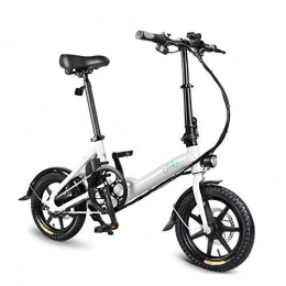 RZBB Bike RZBB 14" Folding Bicycle Power Assist Adjustable Electric Bike, Moped E-Bike 250W Motor 36V 7.8Ah White
