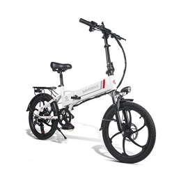Samebike Electric Bike SAMEBIKE 20LVXD30 Electric Bike for Adults with Remote Control 48V 10.4AH Foldable Electric City Commuter Bike SHIMANO 7 Speed 20 Inch Ebike White
