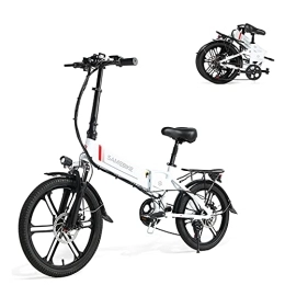 Samebike Bike SAMEBIKE 20LVXD30-II Electric Bicycle for Adults 48V 10.4AH Electric Bike 20 Inch Folding Ebike Electric City Commuter Bicycle SHIMANO 7 Speeds (White)