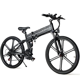 Samebike Bike SAMEBIKE 26'' Electric Bike for Adult, LO26-II Upgrade Version with 48V 10.4AH Removable Lithium-Ion Battery, Folding City Commuter Electric Bicycle, 21-Speed (Black)