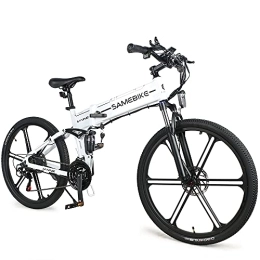 Samebike Electric Bike SAMEBIKE 26'' Electric Bike for Adult, LO26-II with 48V 10.4AH Removable Lithium-Ion Battery, Folding City Commuter Electric Bicycle, 21-Speed (White)