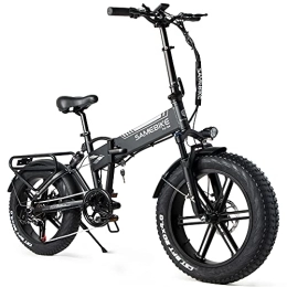 Samebike Bike SAMEBIKE Electric Bike for AdultsCommuter Folding Snow Mountain Fat Tire E-Bike 20'' 4.0 Removable Battery 7 Speed Gears Ebike for Men Women Quick Delivery, Black