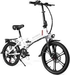 Samebike Electric Bike SAMEBIKE Folding 20'' Electric City Bike with Removable 48V 10.4AH Lithium Battery, Folding Electric Bicycle Commuter Ebike with 7 Speed Shifter Electric Bicycle for Adults, Quick Delivery, White