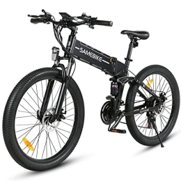 Samebike  SAMEBIKE Folding Electric Bicycle for Adults With 48V10.4AH Removable Battery 26 Inch Folding Electric Mountain Bikes with SHIMANO 21 Speed Gears Quick Delivery, Spoke wheel black