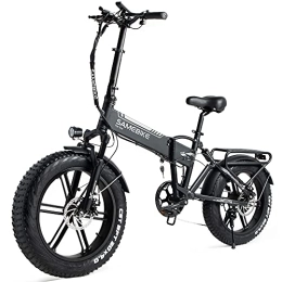 Samebike Electric Bike SAMEBIKE XWLX09 Fat Tire Electric Bicycle for Adults Removable 48V 10AH Battery Ebike 20 inch Folding Electric Mountain Bikes with SHIMANO 7 Speeds Black