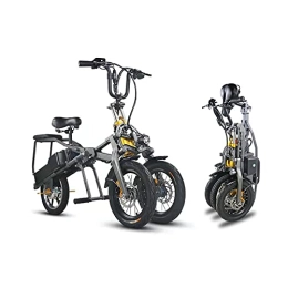 SBQ Bike SBQ 3 Wheel Folding Electric Bike for Adults, 350W Removable Lithium Battery 48V Motor Travel Electric Bike, Electric Bicycle / Commute bike Outdoor Fitness