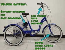 SCOUT Electric tricycle, folding frame, aluminium, 6 gears, electric trike, 250w motor (Blue)