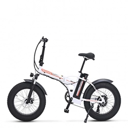 Brogtorl Electric Bike SHENGMILO Adult Folding Electric Bicycle, 20 * 4.0 Fat Tire Electric Bicycle with 500W Motor 48V 15AH Battery, Commuter or Mountain Cross-country Bicycle, 7 / 21 Shift Lever Accelerator (White)