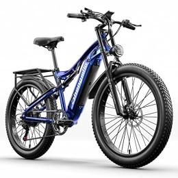 Shengmilo Electric Bike Shengmilo Electric Bike, 26" Fat Tire Electric Bikes for Adults, Full Suspension Electric Mountain Bike with Aluminum Alloy Frame, 48V 720WH Built-in Battery, NEW-MX03
