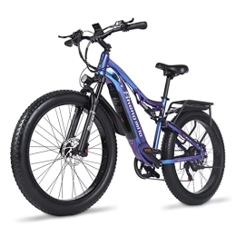 Shengmilo Electric Bike Shengmilo Electric Bike, 26" Fat Tire Electric Bikes for Adults, Full Suspension Electric Mountain Bike with Aluminum Alloy Frame, 48V LG Built-in Battery, NEW-MX03