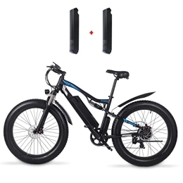 MSHEBK Electric Bike Shengmilo Electric Bike, Mountain Ebike with 26 Inch Fat Tire 48V 17AH, Adults Men's Road Electric Bicycle (2*Battery)