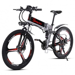 Shengmilo Electric Bike Shengmilo Electric Foldable Bike, SHIMANO 21 Speed, 26 Inch Mountain Road E- Bike, 1 PCS 13AH Lithium Battery Included (Black-integrated-wheel)
