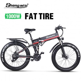 Shengmilo Electric Bike Shengmilo Electric Folding Bike 26 Inch Mountain Fat Tire E- Bike with XOD Brake, SHIMANO 21 Speed, 1 PCS 48V / 13Ah Lithium Battery Included(MX01)