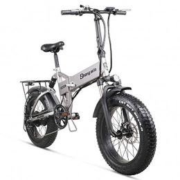 sheng milo Bike Shengmilo Electric Folding City EBIKE 500W*48V*12.8Ah 7Speed SHIMANO Derailleur with LCD Display, Dual Disk Brakes for Unisex (Gray-Spoke tire)