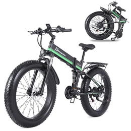 Shengmilo Electric Bike Shengmilo-MX01 26 * 4.0inch Fat tire Electric Bicycle, folding bike for adult, 21-Speed Snow Mountain Bike, Full suspension, 48V*12.8ah removable Lithium Battery, Hydraulic Disc Brake