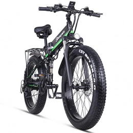 sheng milo Electric Bike Shengmilo MX01 48V 1000W Electric Bike Electric Mountain Bike 26inch Fat Tire e-Bike 12.8AH lithium battery Beach Cruiser Mens Sports Mountain Bike Lithium Battery Hydraulic Disc Brakes (Green)