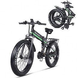 VARWANEO Bike SHENGMILO MX01 Adult Folding Electric Bicycle, 26*4.0 Fat Tire Electric Bicycle with 1000W Motor 48V 12.8AH Battery, Commuter or Mountain Bicycle, 7 / 21 Shift Lever Accelerator (Green, No spare battery)