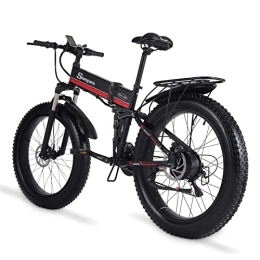 Shengmilo Electric Bike Shengmilo MX01 Electric Bike for Adults, 26'' Electric Bicycle with Brushless Motor, Fat Tire Mountain E Bike with Removable 48V Lithium Battery, Dual Shock Absorber (Red)