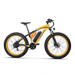 Shengmilo Electric Bike SHENGMILO MX02 26 Inch Fat Bike, 21 Speed Electric Bicycle, 48V 17Ah Large Capacity Battery, Lockable Suspension Fork, 5 Level Pedal Assist (Yellow, 17Ah + 1 Spare Battery)