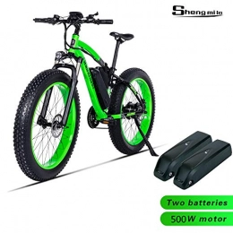 Shengmilo Electric Bike Shengmilo-MX02 26 Inch Fat Tire Electric Bicycle, BAFANG 48V 500W Motor Snow Bike, Shimano 21 Speed Pedal Assist, Hydraulic Disc Brake Contains Two Batteries