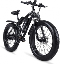 YUESUO Electric Bike Shengmilo MX02S Electric Powerful Bicycle 26”Fat Tire Bike 1000W 48V / 17AH Battery eBike Moped Snow Beach Mountain Ebike Throttle & Pedal Assist (Black, Spare battery)