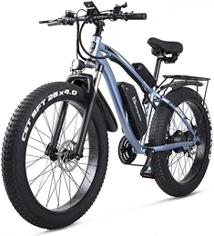 YUESUO Electric Bike Shengmilo MX02S Electric Powerful Bicycle 26”Fat Tire Bike 1000W 48V / 17AH Battery eBike Moped Snow Beach Mountain Ebike Throttle & Pedal Assist (Blue, No+ Spare battery)
