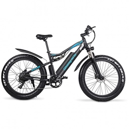 Brogtorl Bike SHENGMILO MX03 Adult Folding Electric Bike, 26*4.0 Fat Tire Electric Bicycle with 750W / 1000W Motor 48V 17AH Battery, Commuter or Mountain Bicycle, 7 / 21 Shift Lever Accelerator (Blue, 1000W+A battery)