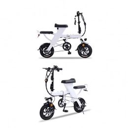 SHENXX Bike SHENXX Foldable Electric Bike Variable Speed Rear-Shock Absorber Lightweight Aluminum Alloy Folding Bike Easy to Storage 12 Inch Wheels with Disc Brake and Powerful Motor Electric Bicycle, White