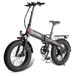 SHTST Bike SHTST 20 inch electric bike - fat tire e-bike with 48V 8Ah lithium battery, 7-speed Shimano gear shift and high-strength shock absorption disc brakes, MTB 350W motor 25km / h (Color : Black)
