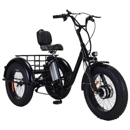 SKVLF Electric Bike SKVLF 20 Inch Adult Electric Tricycle, Wide Tire Electric Tricycle, 500W 48V 10Ah Detachable Battery, Big Basket, Three Wheel Elderly Electric Bicycle