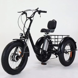 SKVLF Electric Bike SKVLF 48V Fat Tire 3 Wheels Elderly Leisure Electric Bike Front And Rear Basket, Outdoor 20 Inch Wide Tire Electric Bike for Adults, Suitable for Shopping / Carrying Pets
