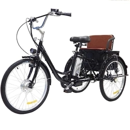 SKVLF Bike SKVLF Adult Electric Tricycle with 24 Inch Wheels Cruise Suspension Tricycle, Detachable 48V 12A Lithium Battery Electric Bicycle Shopping Electric Tricycle Multifunctional Shopping Pedal Tricycle