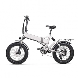 Smisoeq Bike Smisoeq 20 inches of snow bicycle electric 500W folded mountain bike, with the rear seat and disc brakes, with 48V 12.8AH lithium battery (Silver)