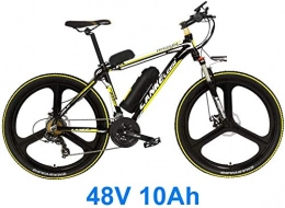 SSeir Electric Bike SSeir26 inch 5 level auxiliary 48V strong battery electric bicycle with 3.5 inch large bicycle computer 21 speed mountain bike, Black Yellow 10A