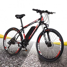 Starsmyy Electric Bike Starsmyy Adults Electric Mountain Bike 26-Inch 250W Hybrid Bicycle 36V 10Ah Off-Road Tire Disc Brake Mountain Bike with Front Fork Suspension And Lighting, Black+Red