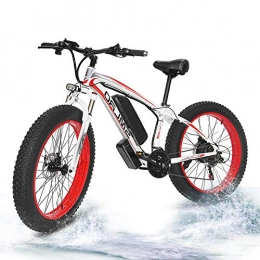 Starsmyy Electric Bike Starsmyy Electric Fat Tire Bike Powerful 26"X4" Fat Tire 500W Motor 48V / 15AH Removable Lithium Battery Ebike Moped Snow Beach Mountain Bicycle, Electric Bicycle for Adults (White)