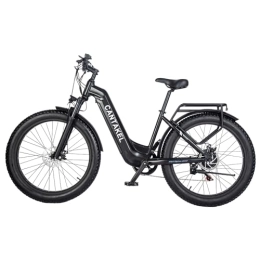 CANTAKEL Bike Step-throught Electric Bike for Adult, 26inch Fat Tire All-terrian Ebike with Bafang Motor and 48V 17.5AH Samsung Battery