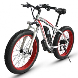 sunyu Electric Bike sunyu Electric Bikes for Adult, 4.0" Tires 21 Speed hybrid, 48V 18AH 1000 W Removable Lithium-Ion Battery Mountain Ebike for Menswhite / red