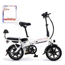 SYCHONG Electric Bike SYCHONG Folding Electric Bike with 48V 20Ah Removable Lithium-Ion Battery, 14 Inch Ebike with 350W Brushless Motor, White
