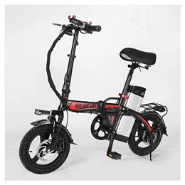 SYLTL Electric Bike SYLTL Collapsible E-bike Aluminum 10A Alloy Lithium Battery 14in Electric Bike Driving Balance Car Mini Cycling Bicycle, blackred