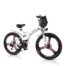 SYLTL Electric Bike SYLTL Electric Mountain Bike, 26 Inch Folding E-bike with Removable 48V 8AH Lithium-Ion Battery Mountain Cycling Bicycle 21 Speed, White, 45km